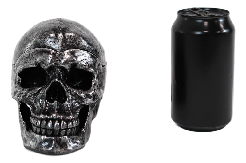 Gothic Silver Black Homosapien Skull Ashtray Statue Haunted Pirate Loot Box