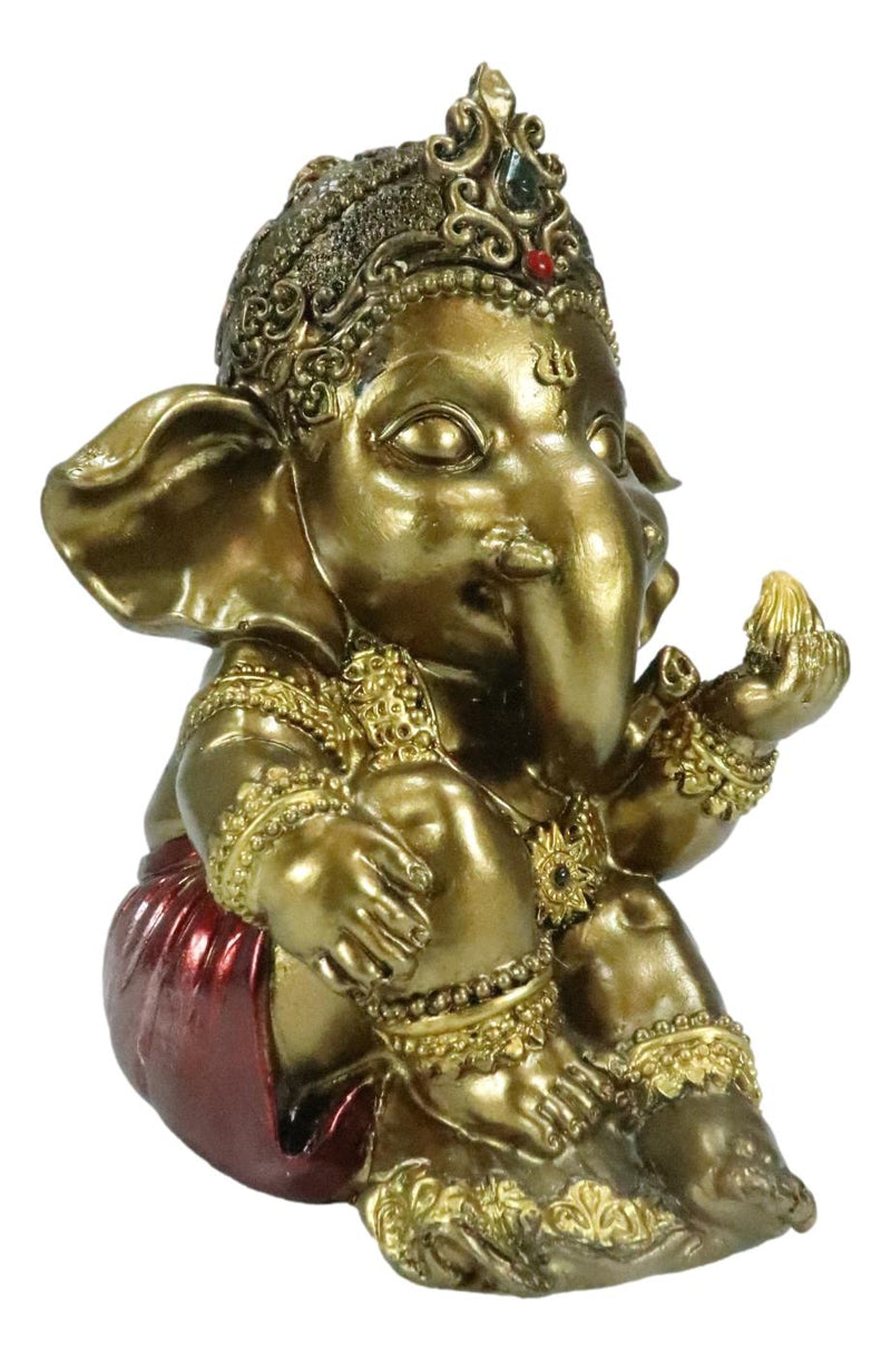Vastu Hindu Elephant God Baby Ganesha Ganapati With Fire Ember In Hand Figurine