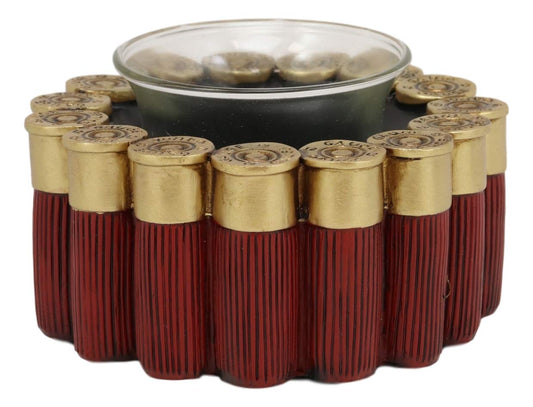 Ebros Western 12 Gauge Shotgun Shells Hunter's Ammo Shell Casing Votive Candle Holder Decorative Figurine 4" Long Rustic Country Accent Tea Light Candleholder