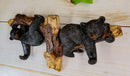 Ebros Rustic 2 Playful Black Bears Dangling On Tree Branches 3 Wall Hooks 9.25"W