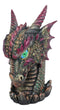 Medieval Fantasy Hydra Fin Red Spiked Dragon Head With Bright Eyes Statue 8"H