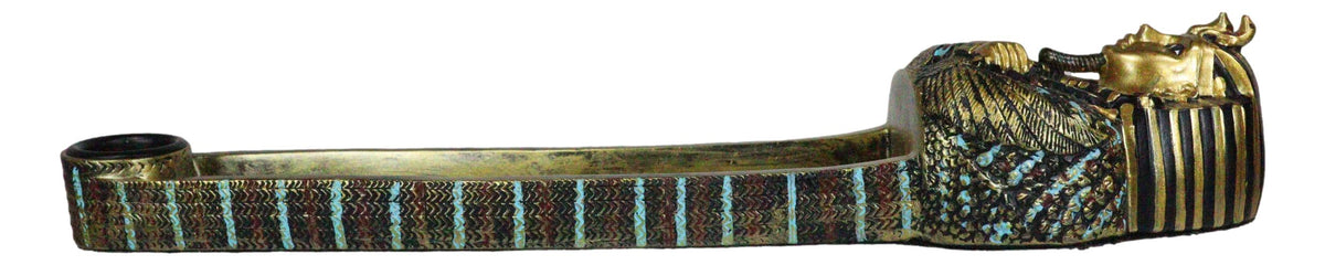 Egyptian King Tutankhamun Sarcophagus Mummy Stick Incense Candle Holder Figurine
