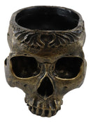 Ebros Day Of The Dead Barocco Floral Scroll Half Skull Planter Decor Bowl Figurine