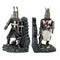 Black And White Medieval Crusader Knight Bookends Statue 7.5"H Set Suit Of Armor