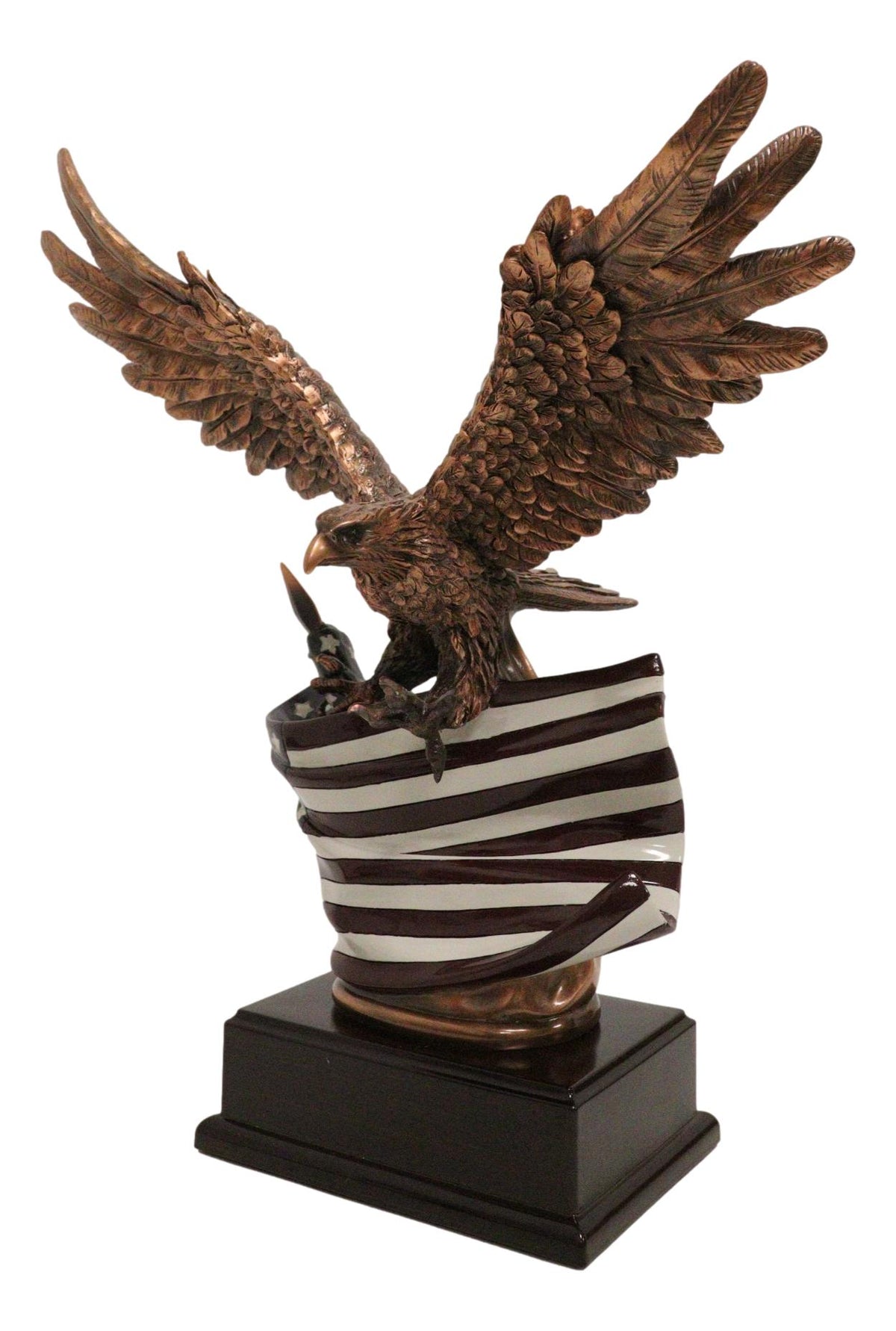 Patriotic Wings of Glory Bald Eagle With Old Faithful American Flag Figurine