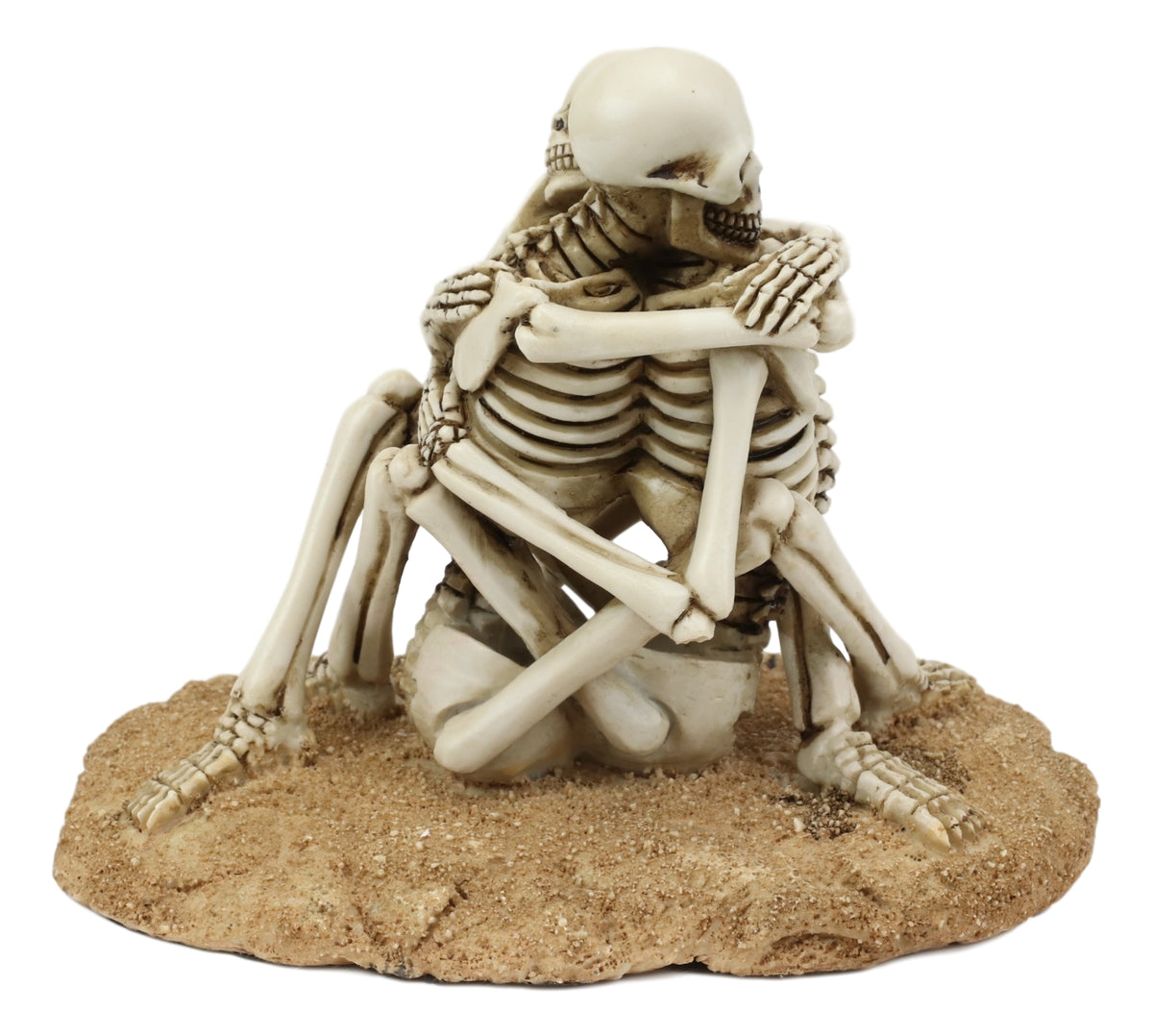 Day Of The Dead Love Never Dies Castaway Wedding Skeleton Couple Hugging Statue - Ebros Gift