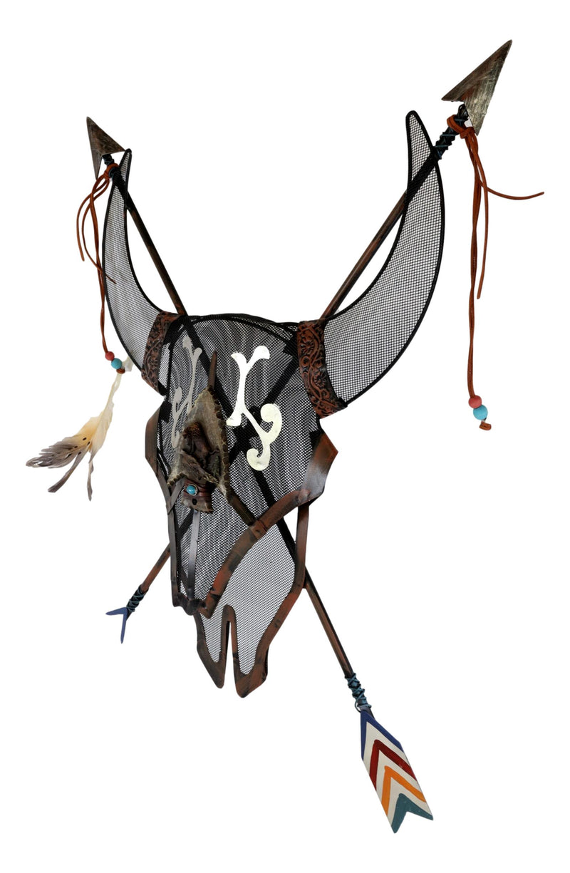 Western Dreamcatcher Indian Warpath Bull Bison Skull Crossed Arrows Wall Decor