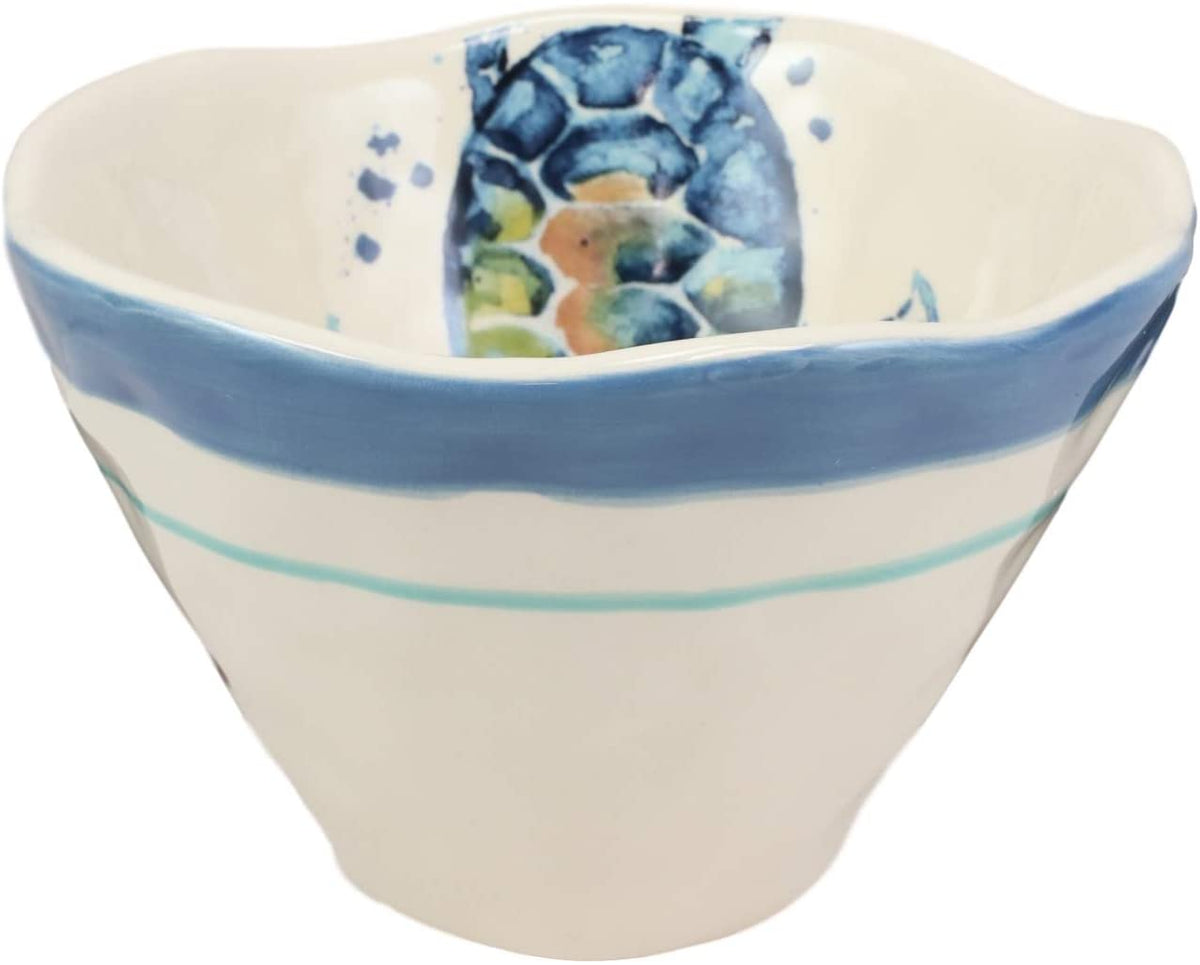 Ebros Blue And White Sea Turtle Ceramic Dinnerware (Small Soup Bowl, 1 PC) - Ebros Gift