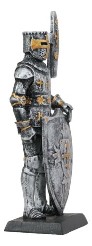 Ebros Medieval Crusader Knight With Bardiche Pole Axe And Large Shield Figurine 5"H