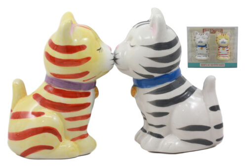 Ebros Kissing Orange And Gray Striped Tabby Cats Salt And Pepper Shakers Set - Ebros Gift