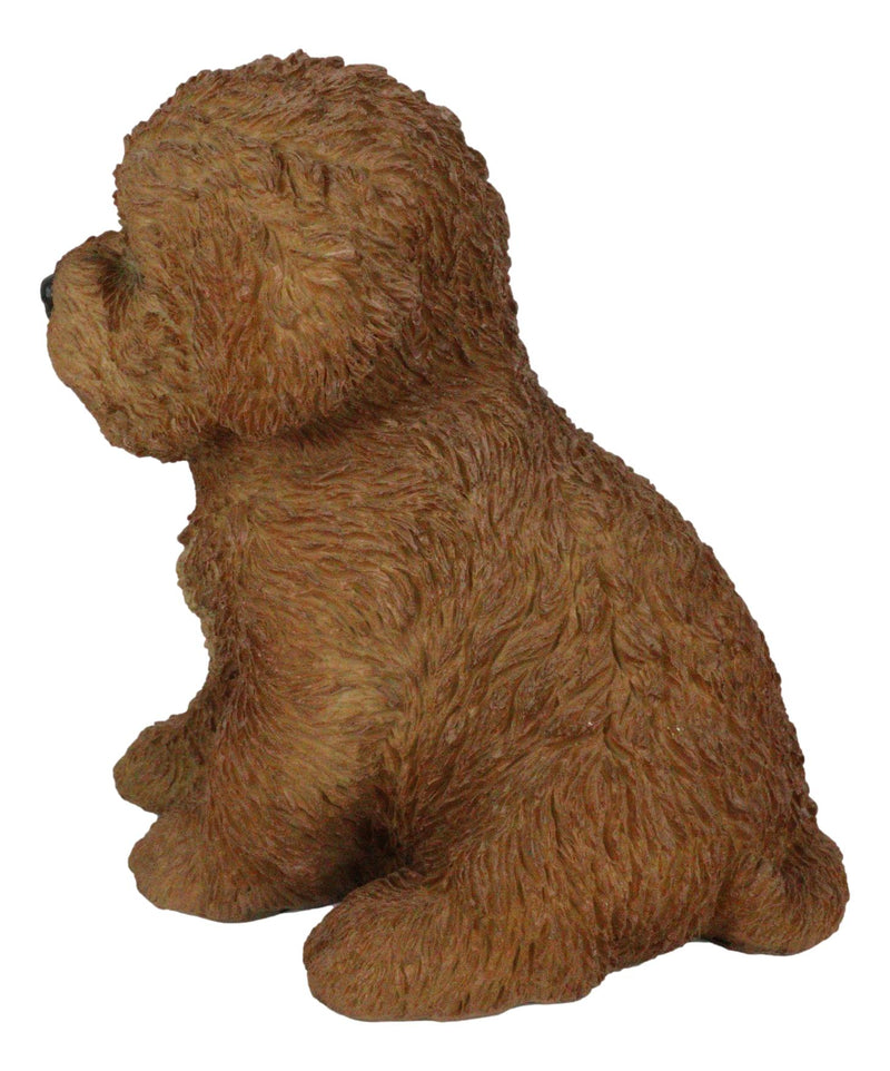 Ebros Sitting Lifelike Realistic Brown Bichon Frise Puppy Dog Statue 6.75" High