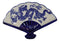 Set Of 4 Blue And White Dragon King Oriental Fan Shaped Appetizer Sushi Plates