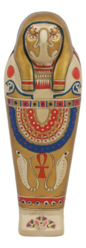 Egyptian Golden Horus King Tut Sarcophagus With Mummy Insert Figurine 3pc Set