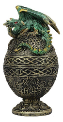 Ebros Gift Green Dragon Perching On Celtic Knotwork Decorative Box