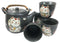 Ebros Japanese Maneki Neko Cat Black Tea Set Pot and Cups Serves 4 Ceramic Decor