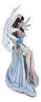 Spirit of Winter Blue Frozen Realm Angel Queen With Doves And White Cat Statue