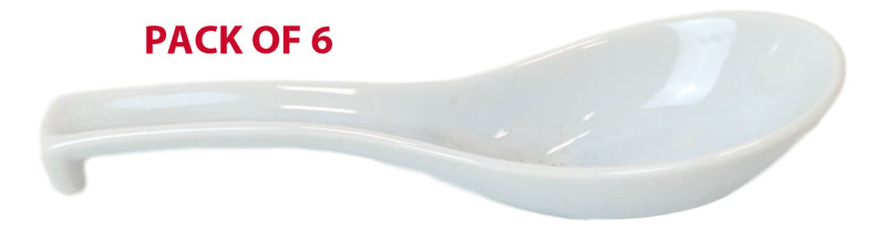 Ebros Made In Japan Ceramic Glossy White Soup Spoons With Ladle Hook Set Of 6