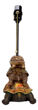 Nautical Marine Reptile Stacked Tortoises Turtles Desktop Table Lamp With Shade