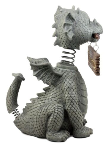 Ebros Bienvenidos Welcome Sign Dragon Garden Greeter Bobblehead Statue Faux Stone