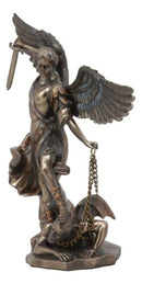 Ebros Archangel Saint Michael Trampling Satan Statue 9.25" Tall Guido Reni Inspired Catholic Church Battle of Armageddon Decor Figurine - Ebros Gift