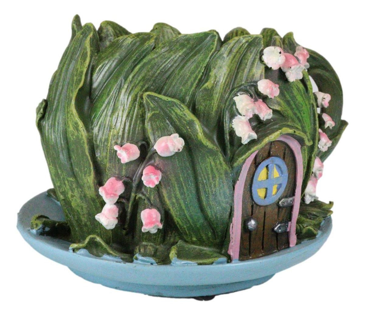 Fairy Garden Leaf Foliage Teacup Cottage House Floral Planter Vase Figurine
