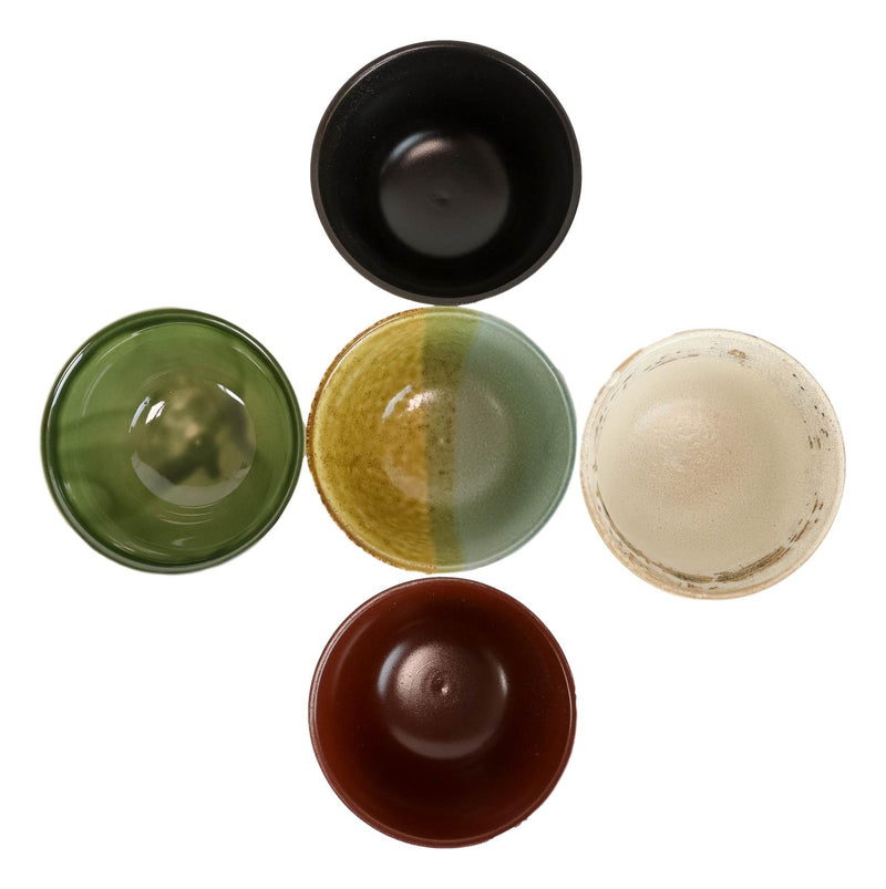 Pack Of 5 Made In Japan Colorful Gradient Art Kiln Natural Glazed Ceramic Bowls