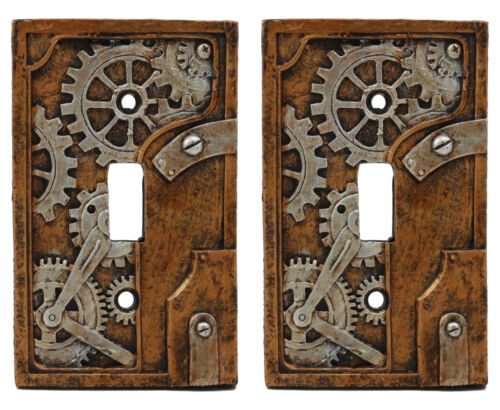 Ebros Steampunk Nautilus Clockwork Gearwork Design Wall Light Switch Plate Set