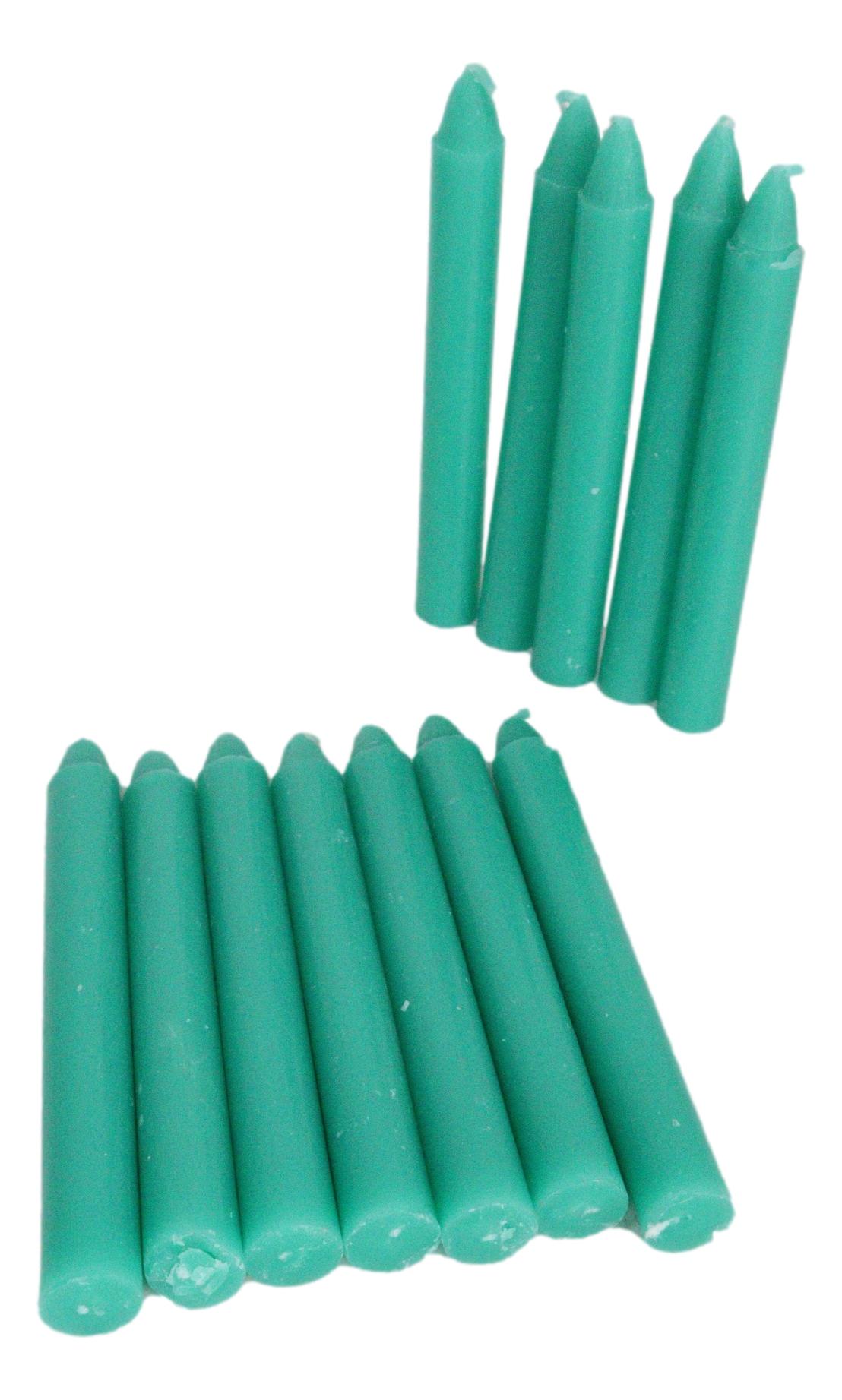 Green Luck Prosperity Pack of 12 Wicca Occult Witch Ritual Spell Chime Candles - Ebros Gift