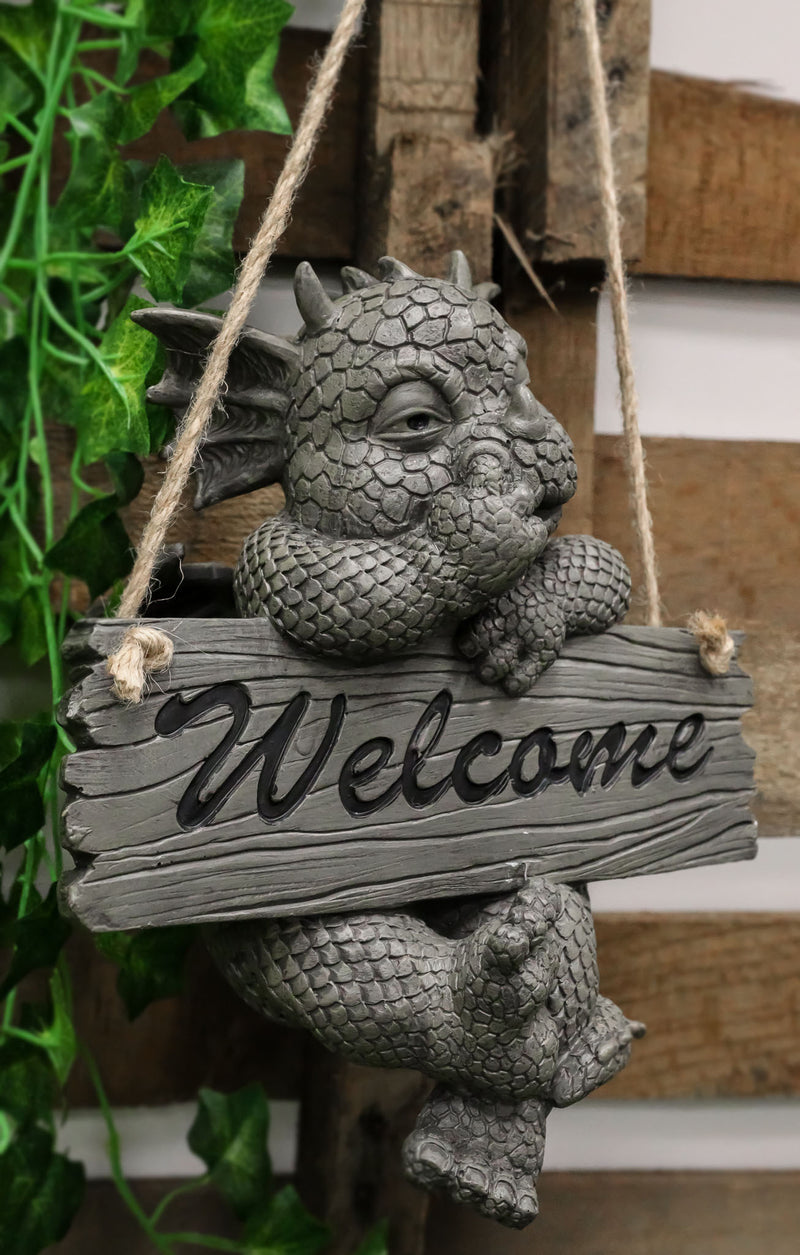 Ebros Jute Strings Hanging Welcome Garden Dragon Statue Nose Picker Wyrmling