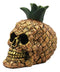 Hawaiian Tropical Pineapple Golden Skull Figurine 6"Tall Fruity Skeleton Head