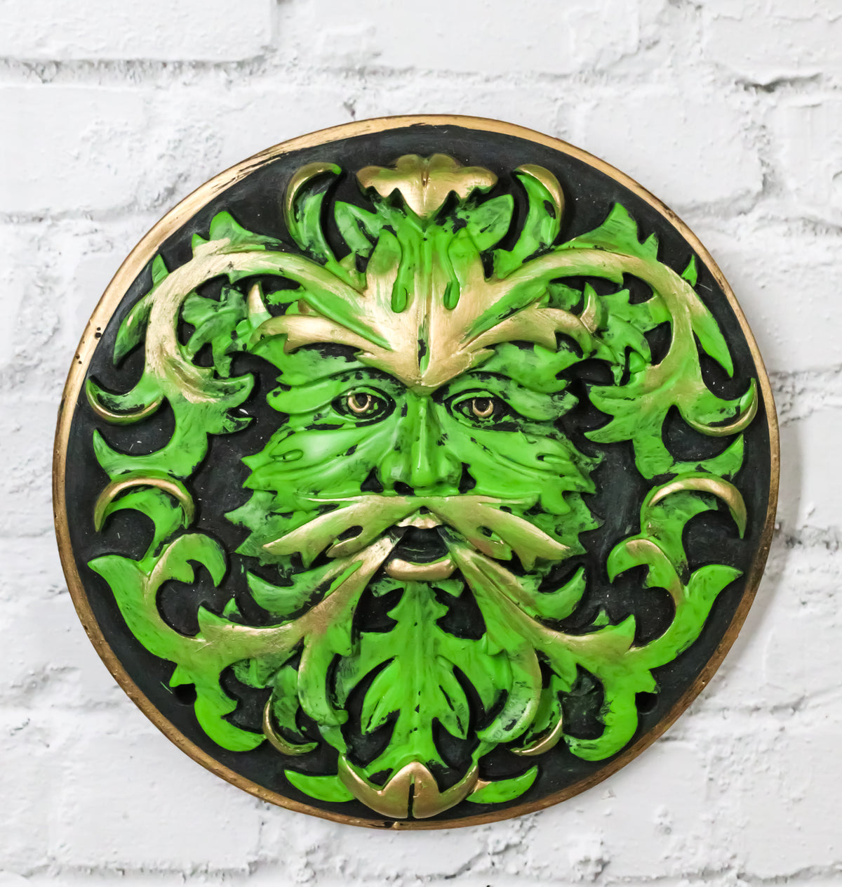 Ebros Oberon Zell Nature's Spirit God Celtic Greenman Wall Decor Plaque 5.25" D