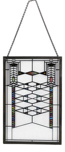 Ebros Frank Lloyd Wright Robie House Modern Stained Glass Metal Framed Hanging Wall Decor