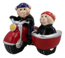 Hog Riders Biker Pig Couple Riding Motorcycle Side Car Rig Salt Pepper Shakers