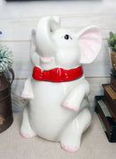 Ebros White Pachy Elephant With Red Bowtie Ceramic Cookie Jar Container Figurine