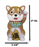 Maneki Shiba Inu Figurine Talisman Cute Japan Dog Puppy Year Of The Dog 4"Tall