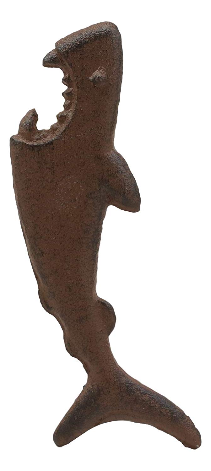 SET OF 2 Cast Iron Nautical Attacking Jaws Great White Shark Beer Bottle Opener