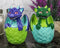 Green And Blue Dragon Hatchlings In Half Cracked Eggs Salt Pepper Shakers Set