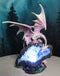 Pink Dragon Guarding Colorful LED Quartz Faux Geode Rock Crystal Cove Figurine