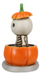 Lucky The Skeleton Jack O Lantern Bathing in Chocolate Soup Pumpkin Figurine