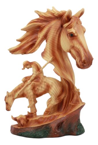 Ebros Faithful Steed End of The Trail Statue 9" Tall Wooden Horse Bust