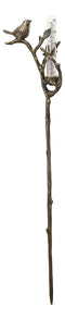 Ebros Gift Aluminum Metal Rustic Bird Perching On Twig Branch By Nest Garden Stake Rain Gauge Outdoors Lawn Yard Decorative Whimsical Cozy Cottage Accent Decor 25.5" Tall