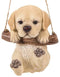 Lifelike Yellow Labrador Puppy Macrame Branch Hanger 5"Tall With Jute Strings