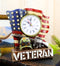 Patriotic American Veteran Fallen Soldier USA Flag Rifle Helmet Table Clock