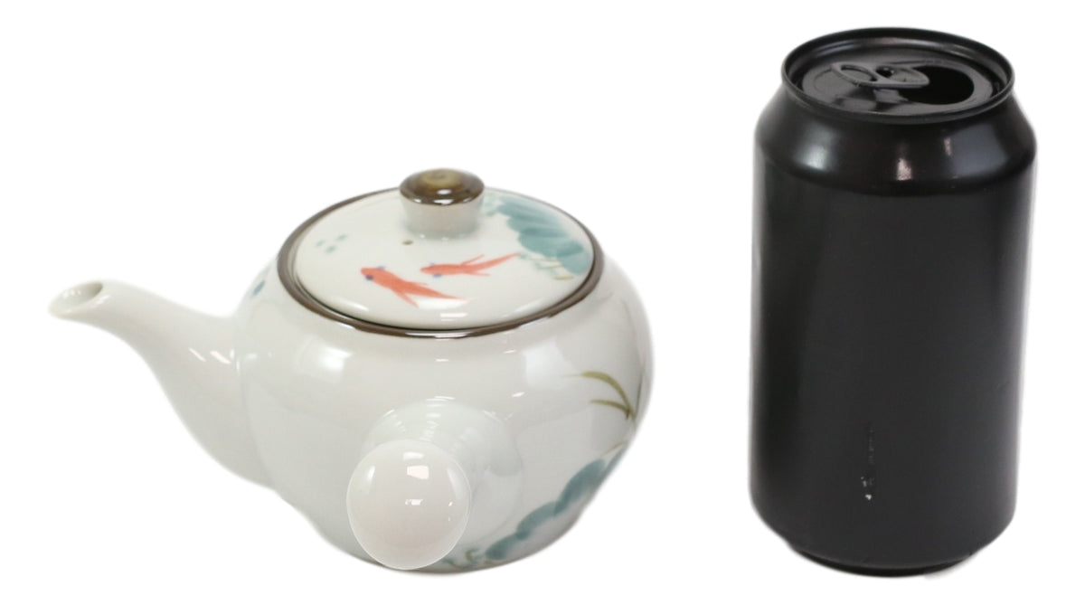 Feng Shui Yin Yang Koi Fish Pair Small Ceramic Tea Pot 12oz With Side Arm Handle - Ebros Gift