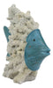 Nautical Marine Blue Angelfish with Off White Coral Reef Exoskeleton Body Statue