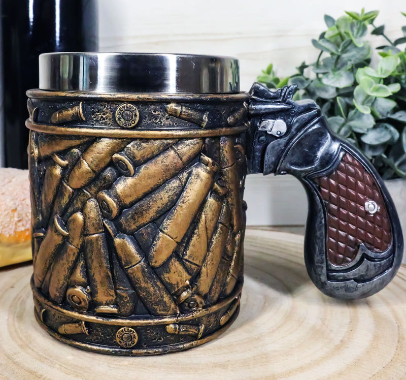 Western Pistol Gun Ammo Bullet Shells Beer Stein Tankard Coffee Cup Mug 12oz