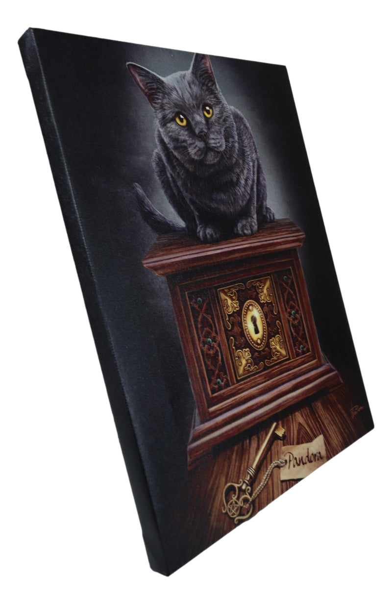 Magic Key To Pandora's Box Witching Hour Black Cat Wood Framed Canvas Wall Decor