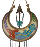 Southwest Tribal Indian Boho Chic Gecko Lizard Moon Arrow Feather Wind Chime