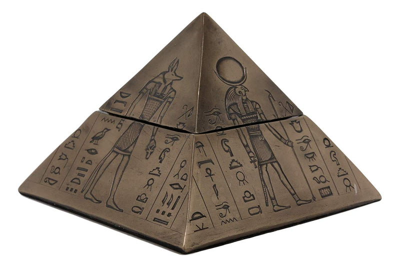 Ebros Ancient Egyptian Isis Sekhmet Horus Anubis Pyramid Jewelry Trinket Box 6"L