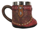 Rustic Western Cowgirl Boot W/ Lone Star Floral Faux Tooled Leather Coffee Mug